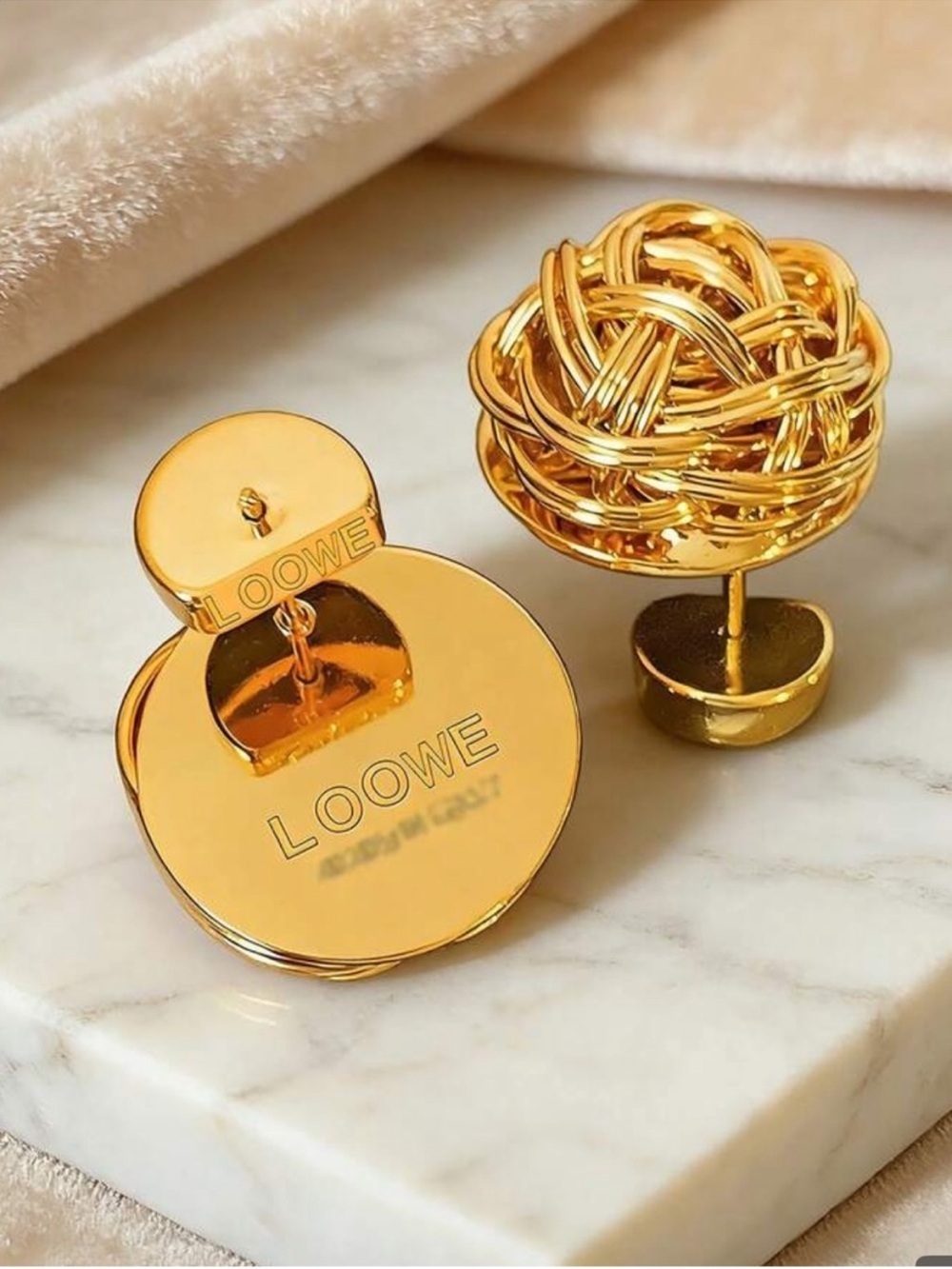 Loowe Gold Woven Ball Earrings - Picture 4 of 4